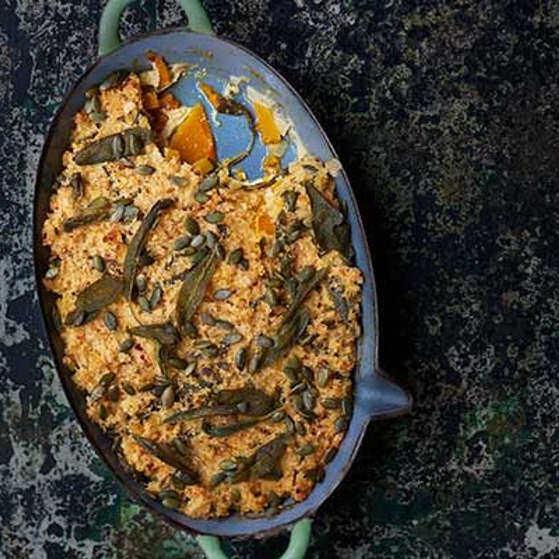 Squash, sage & sourdough bake