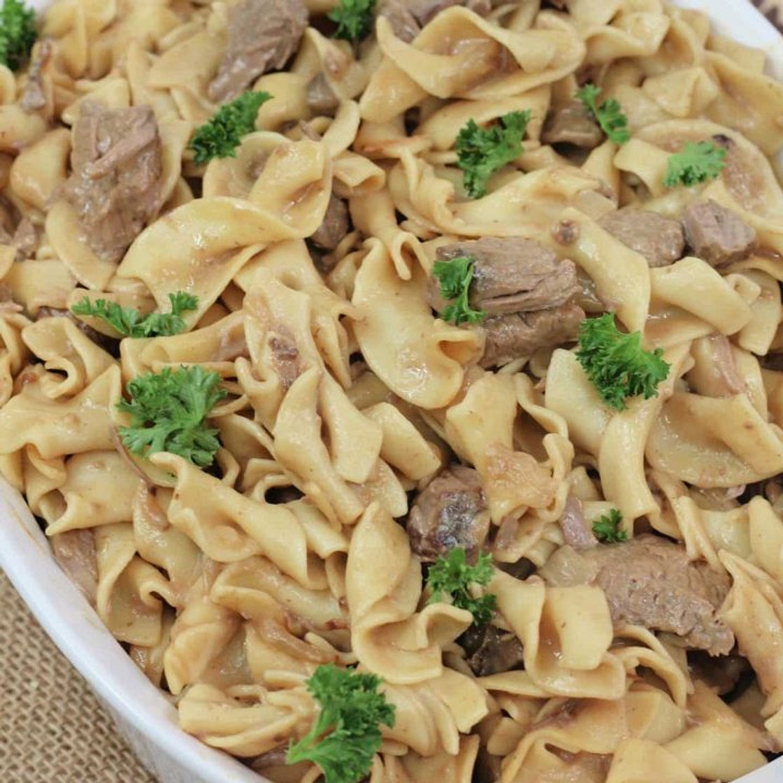 Beef Tips, Egg Noodles and Creamy Gravy