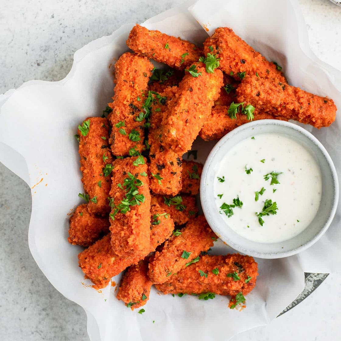 Crispy Baked Buffalo Tofu Wings