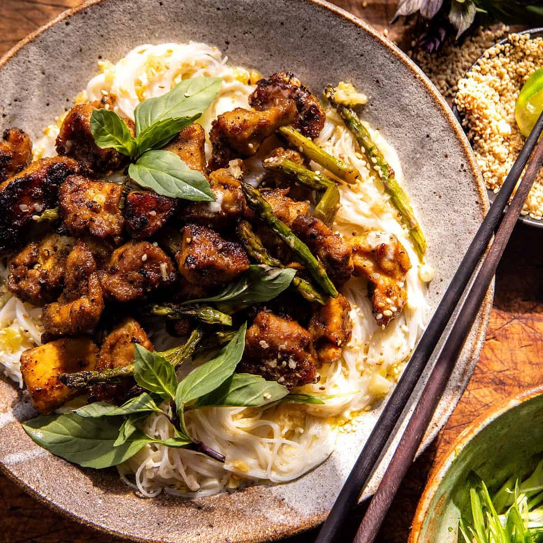 Thai Basil Chicken and Garlic Butter Noodles