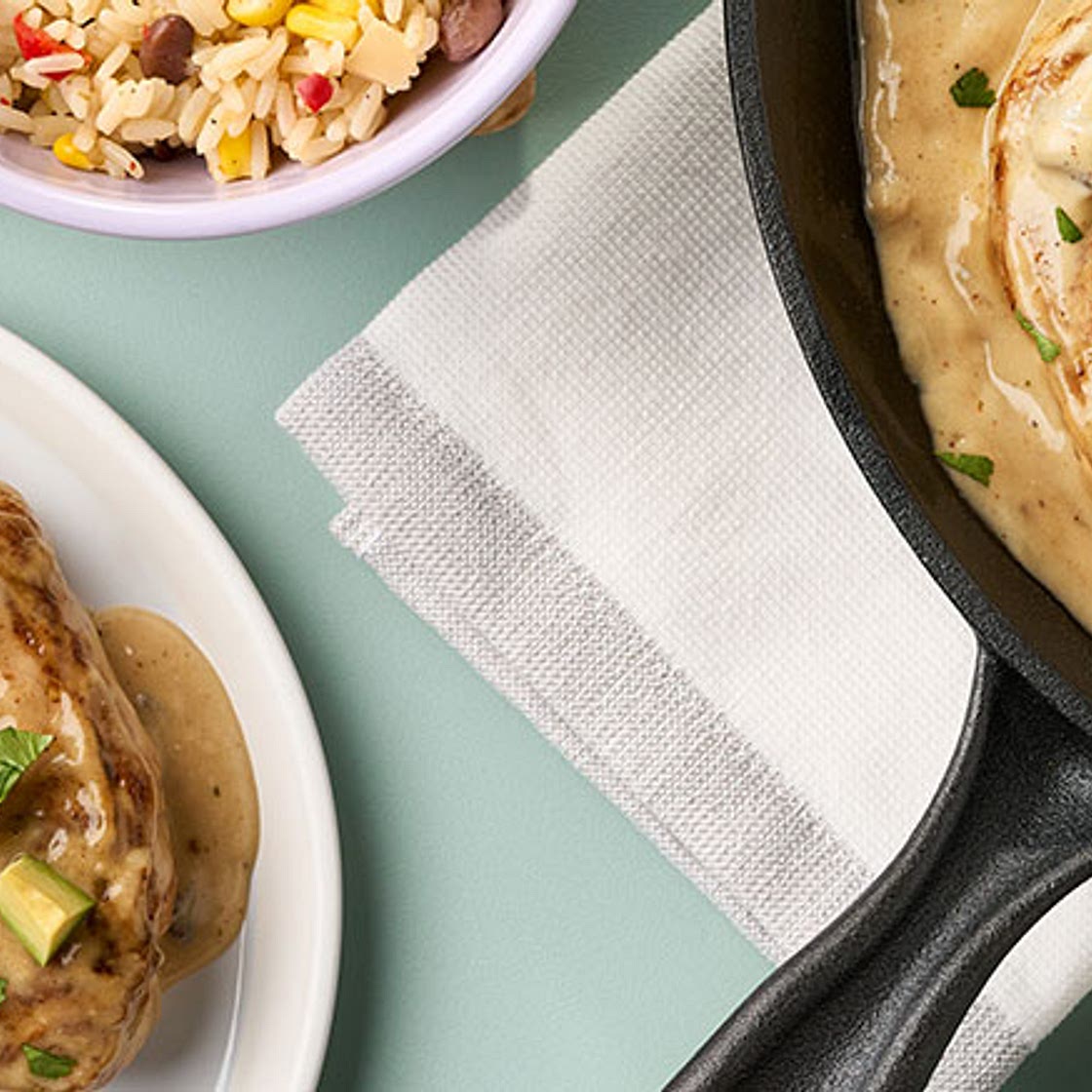 Avocado Ranch Pork Chops and Rice