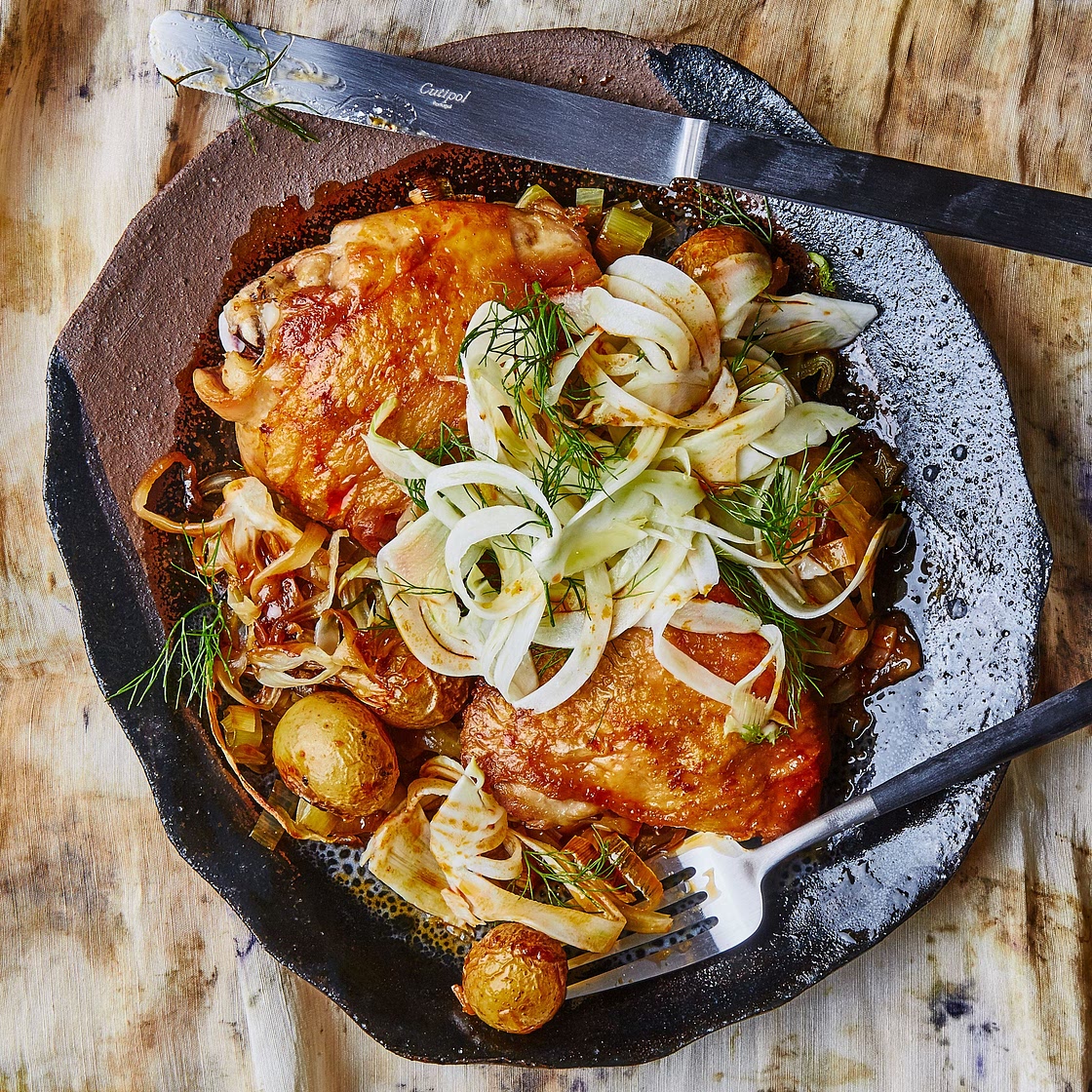 One-Skillet Crispy Chicken Thighs With Harissa