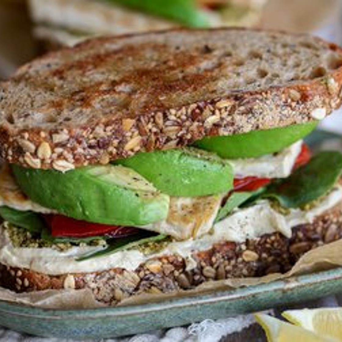 Roasted Bell Pepper Pesto Sandwich