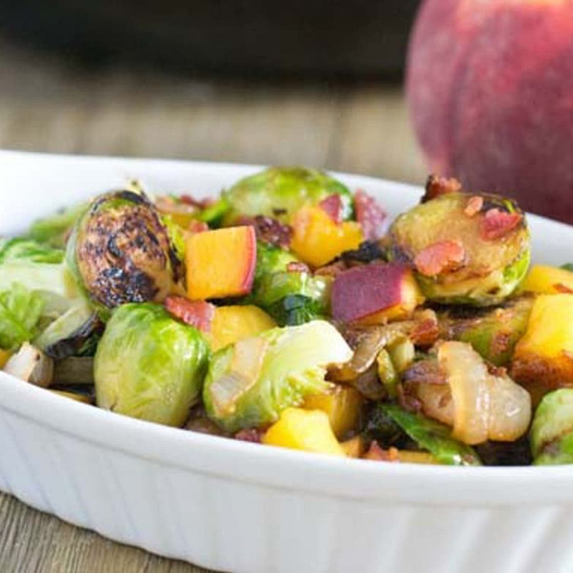 Brussels Sprouts with Peaches and Bacon Recipe