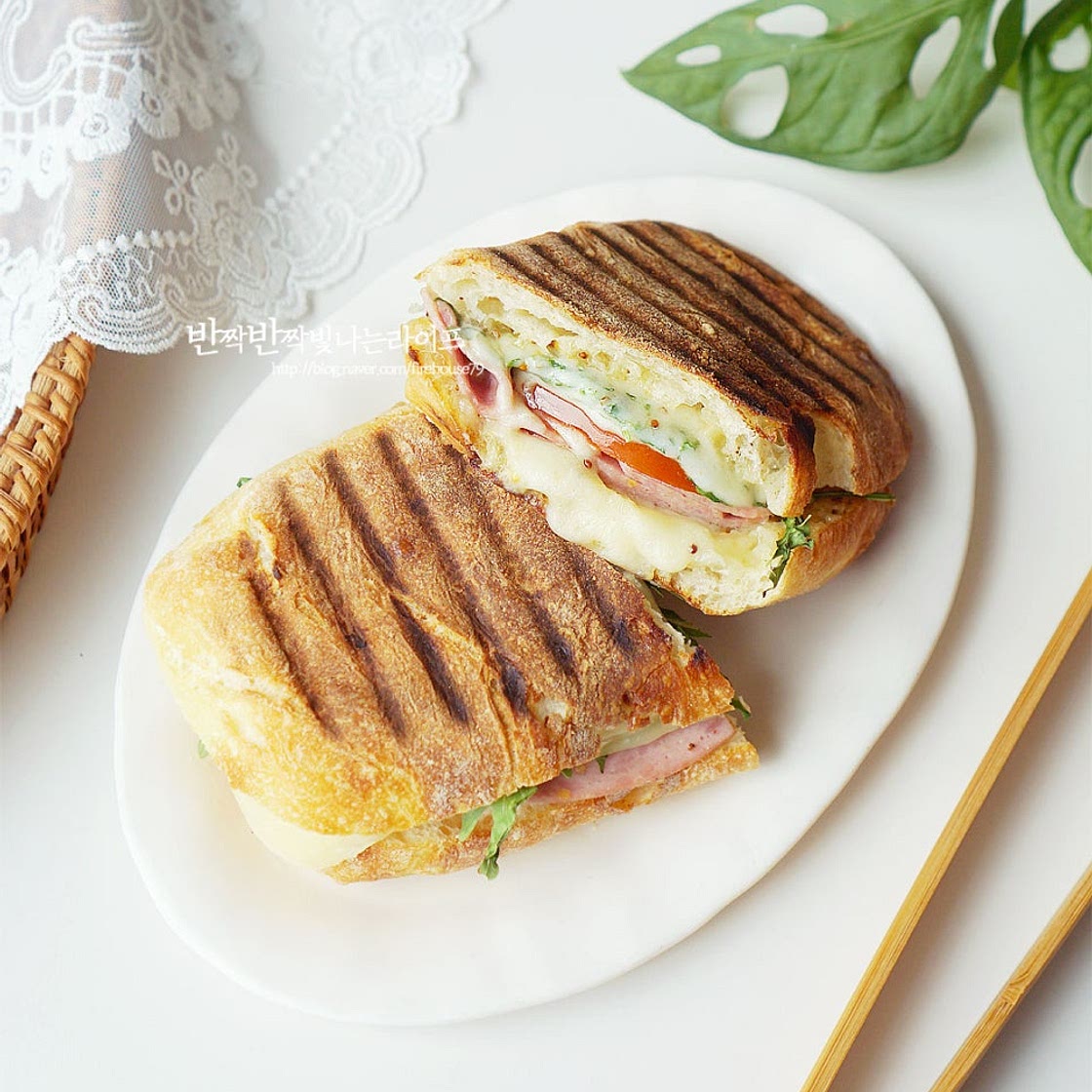 치아바타 샌드위치 만들기 파니니 햄치즈 샌드위치 레시피