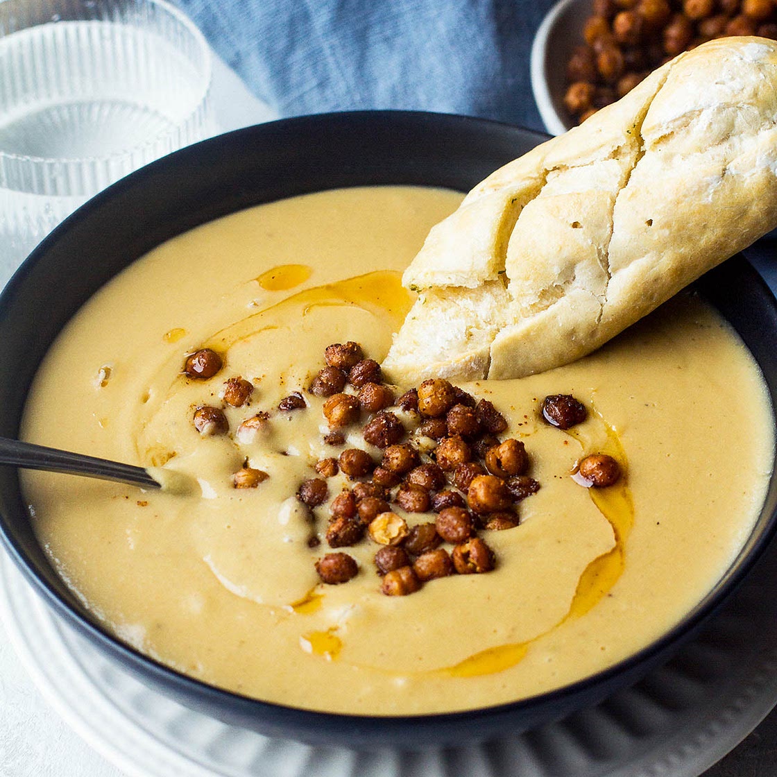 Roasted Garlic Chickpea Soup