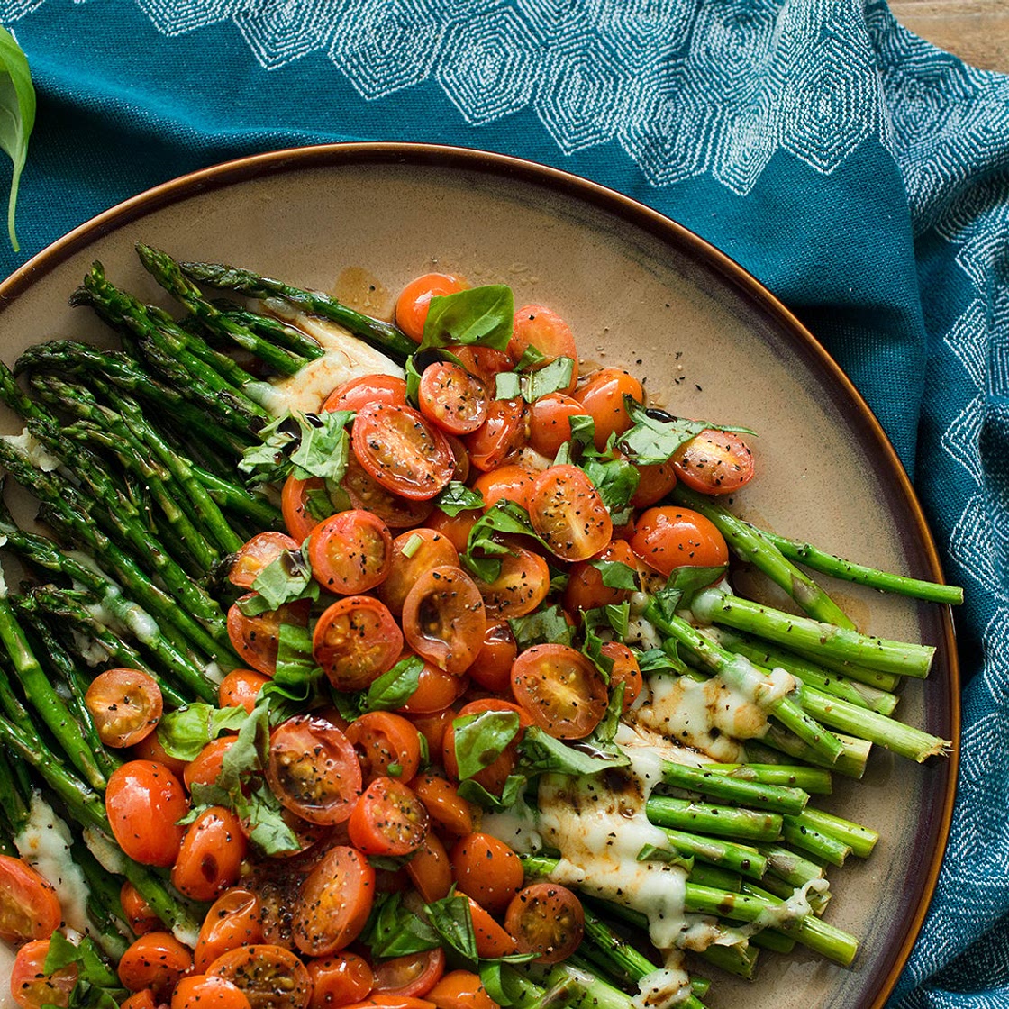 Caprese Style Roasted Asparagus