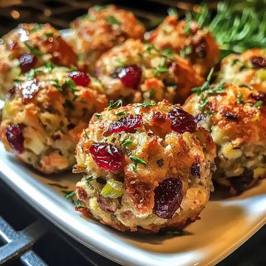 Festive Cranberry Turkey Stuffing Balls