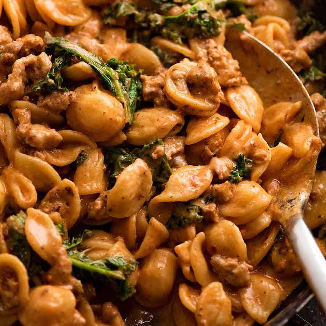 Orecchiette Sausage Pasta in Creamy Tomato Sauce