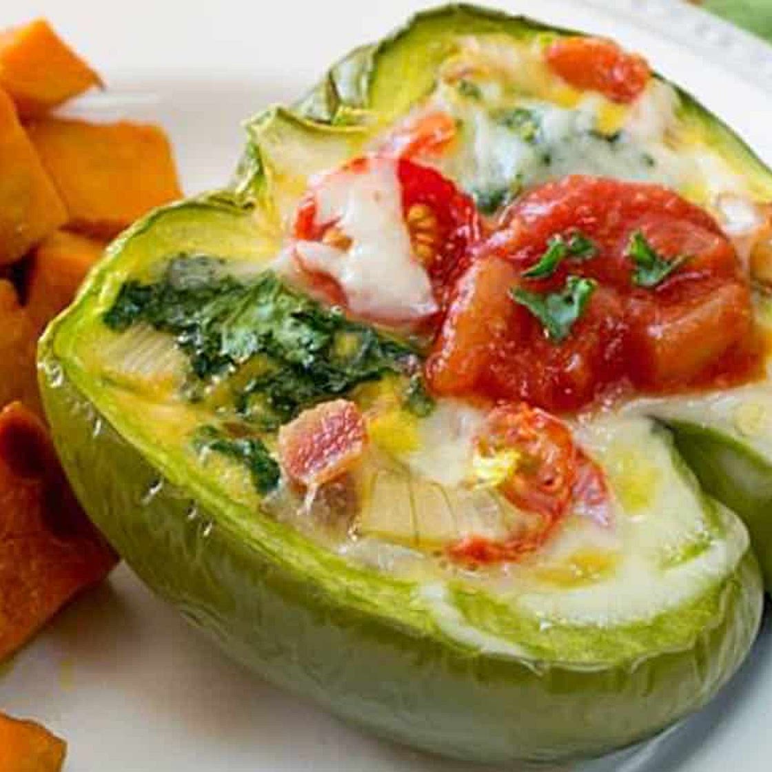 Kale & Bacon Breakfast Stuffed Peppers