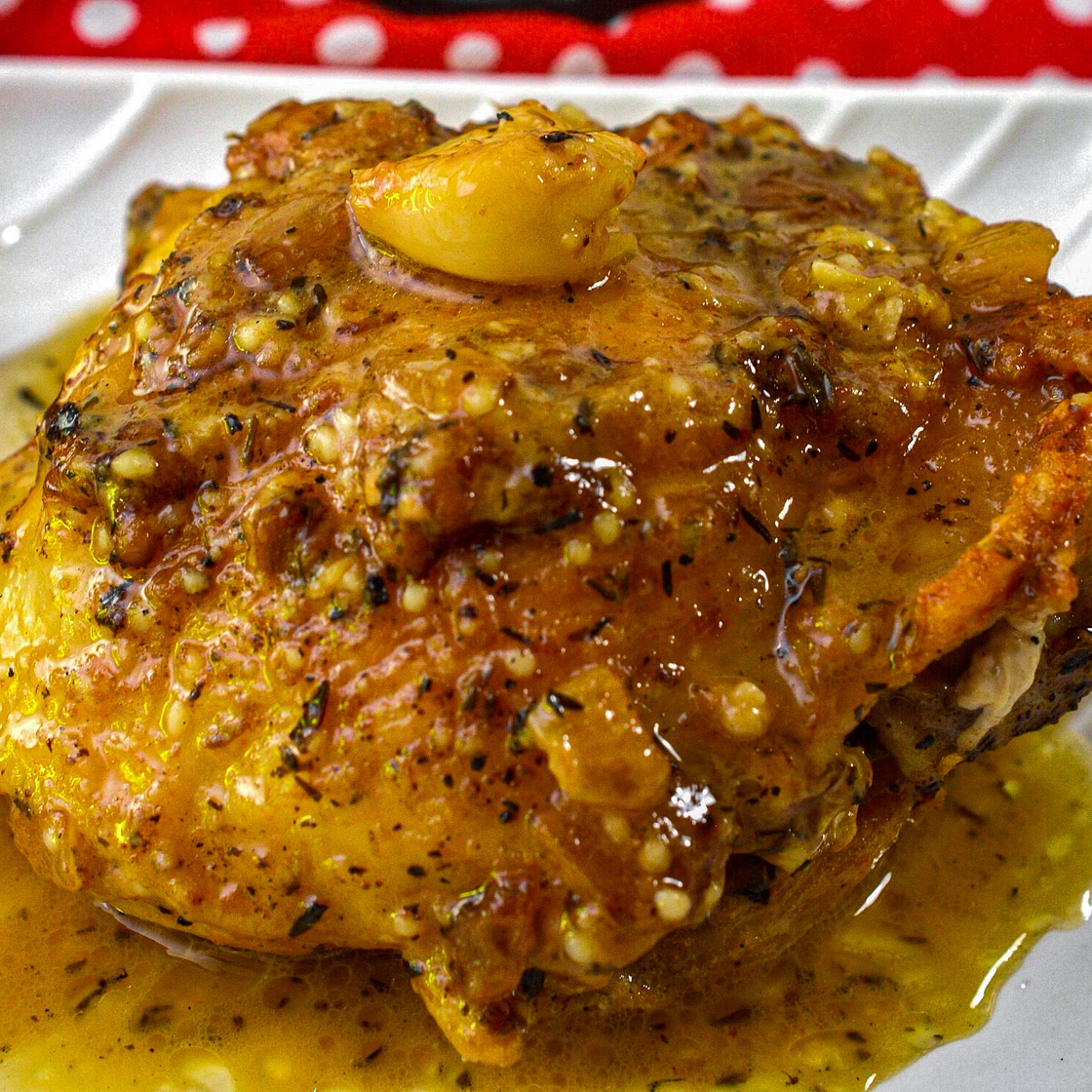 Garlic Roasted Chicken Thighs with Parmesan Gravy