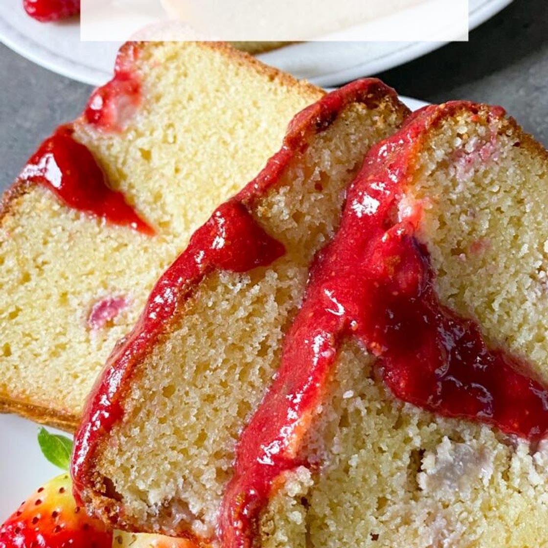 Keto pound cake with strawberries