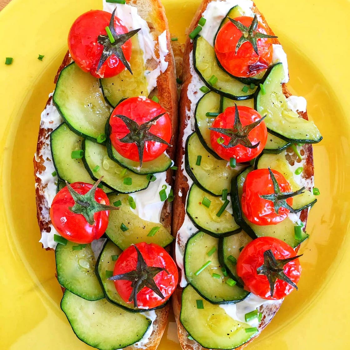 Roasted Tomato and Zucchini Bruschetta recipe