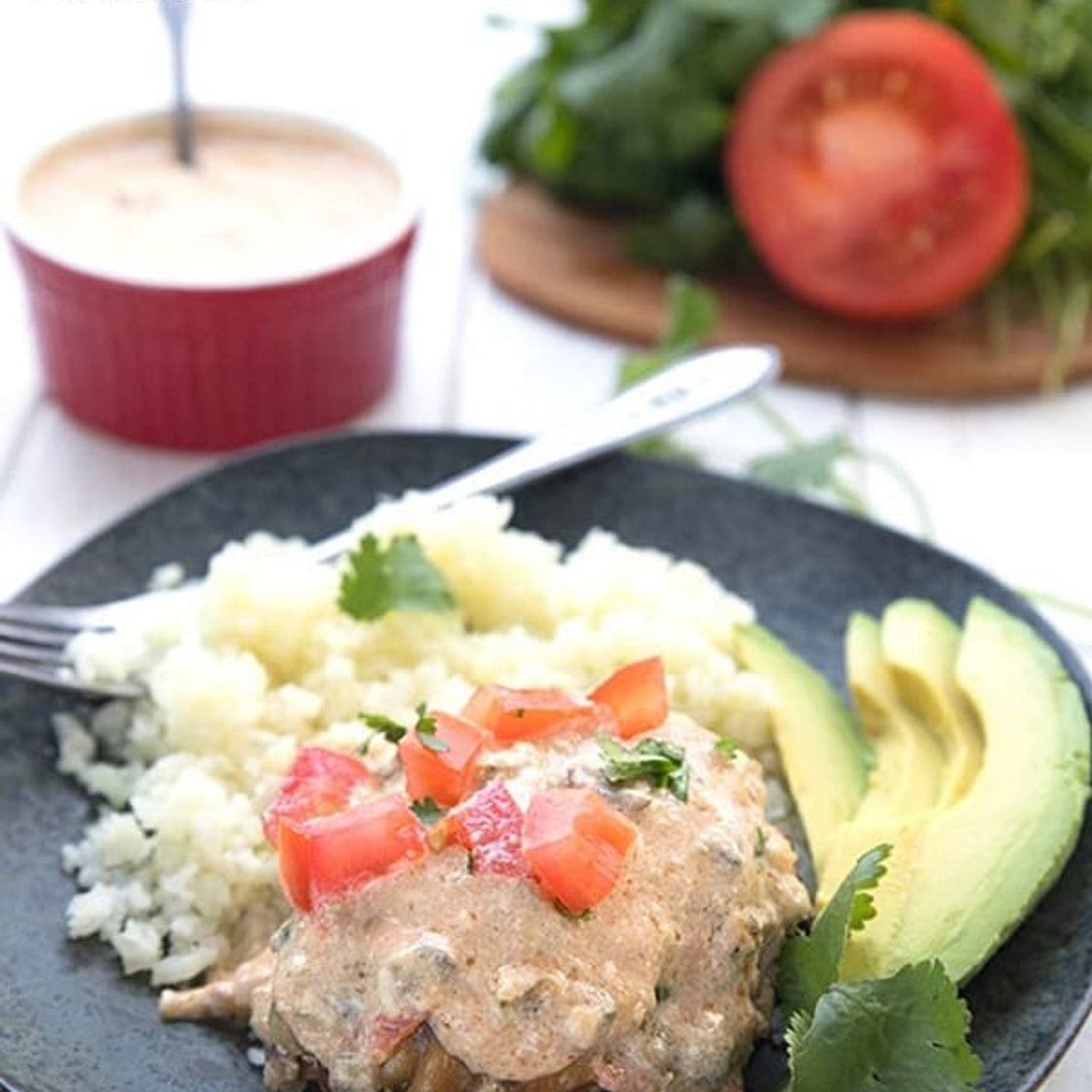 Slow Cooker Queso Smothered Chicken