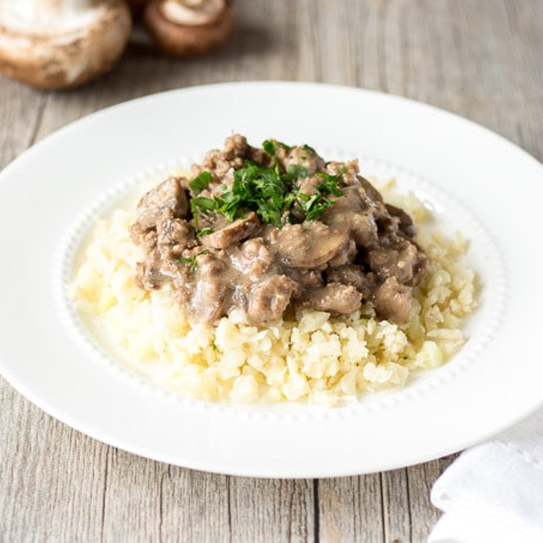 20-Minute Paleo Ground Beef Stroganoff