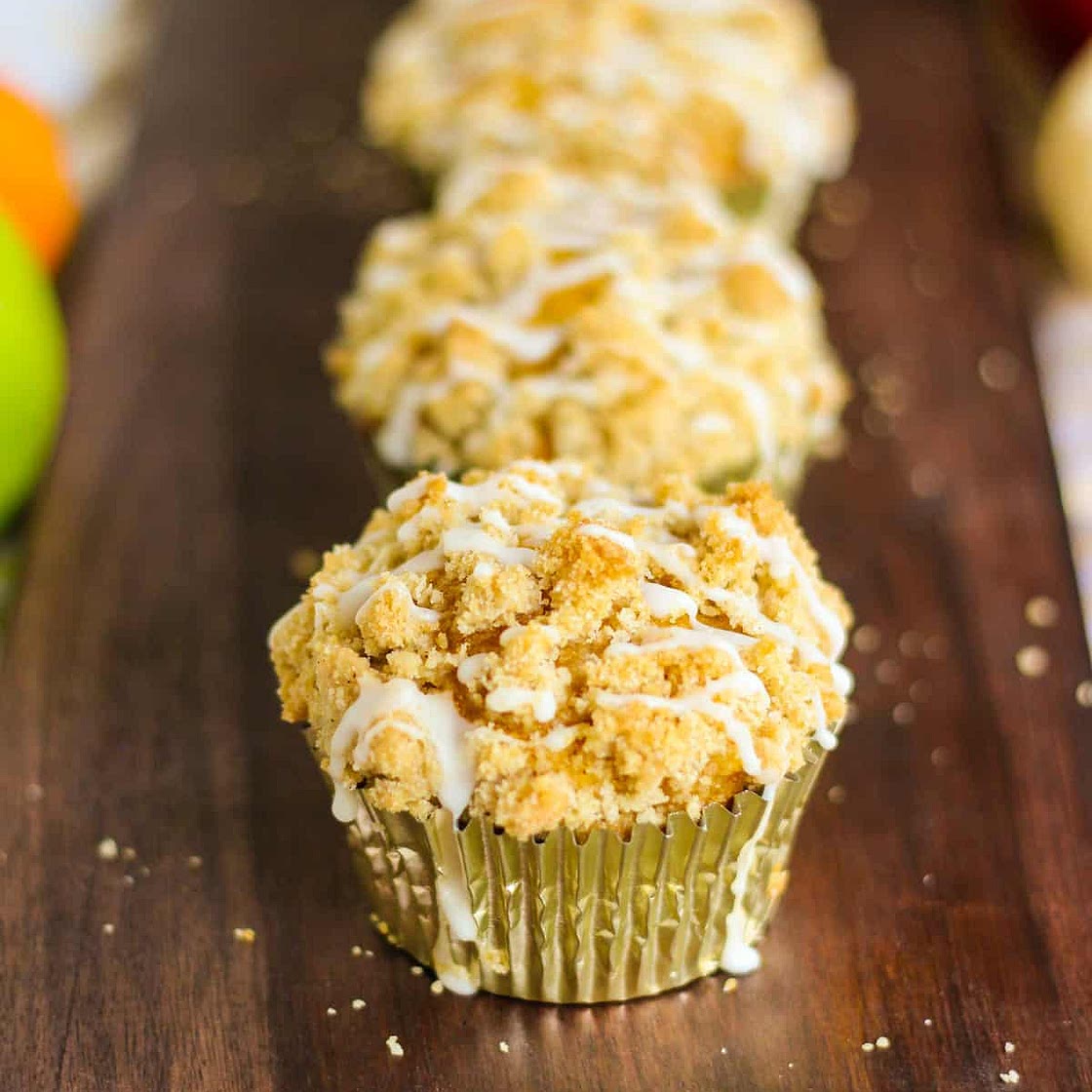 Pumpkin Apple Streusel Muffins with Cream Cheese Filling