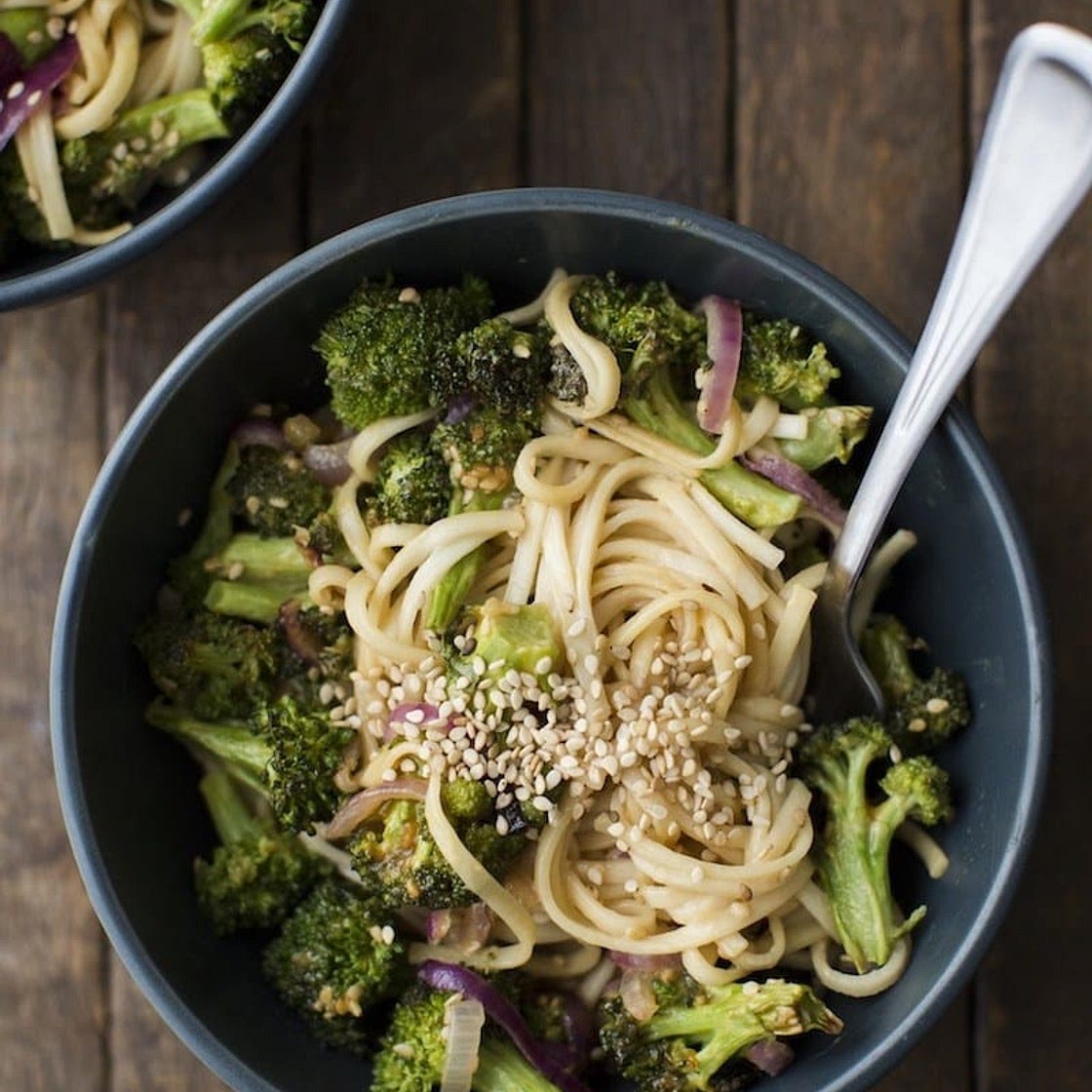 Roasted Broccoli Peanut Noodles