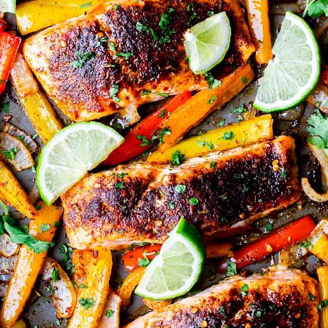 Sheet Pan Salmon Fajitas