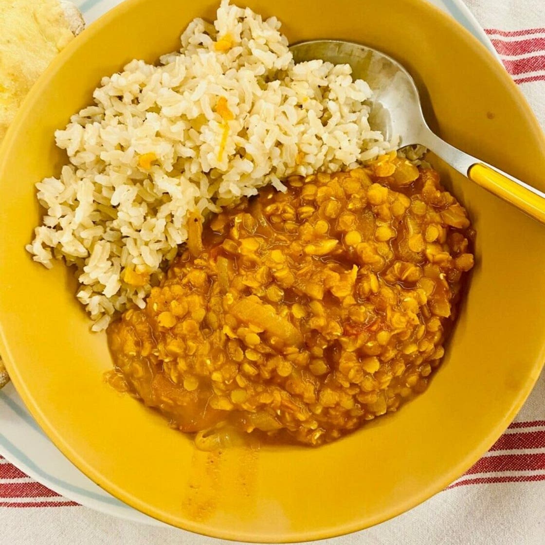 Simple Vegan Red Lentil Tomato Dahl