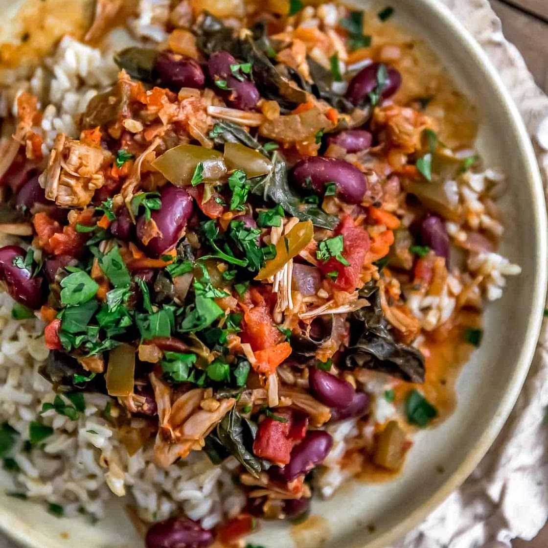 Cajun Jackfruit and Collard Greens