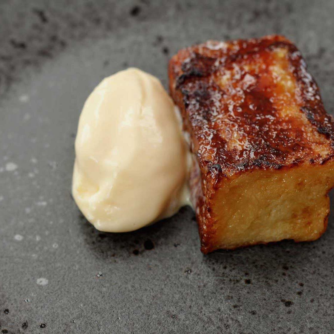 Caramelised Torrija with Idiazabal Cheese Ice Cream