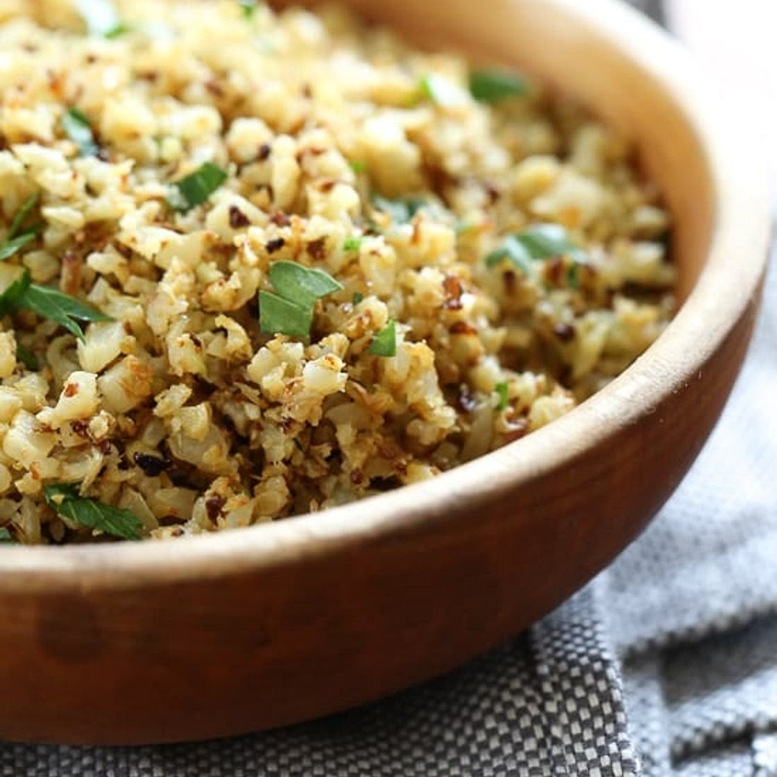 Roasted Cauliflower "Rice" with Garlic and Lemon
