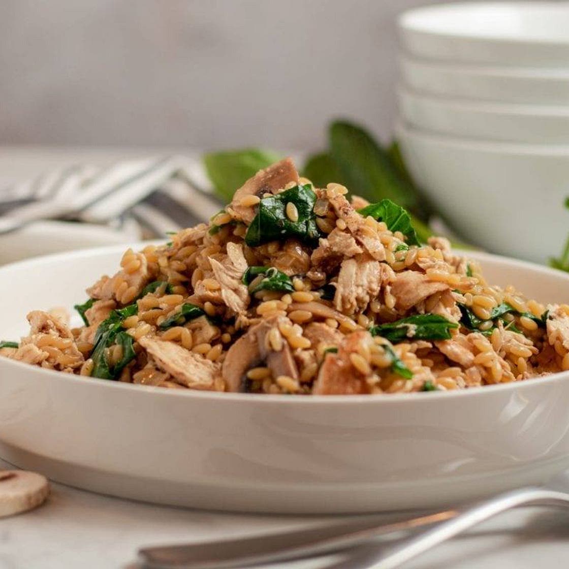 Creamy Mushroom and Chicken Orzo