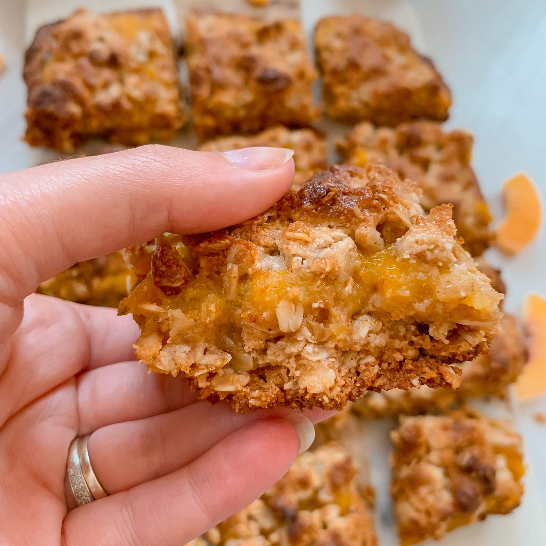 Vegan Peach Crumble Bars