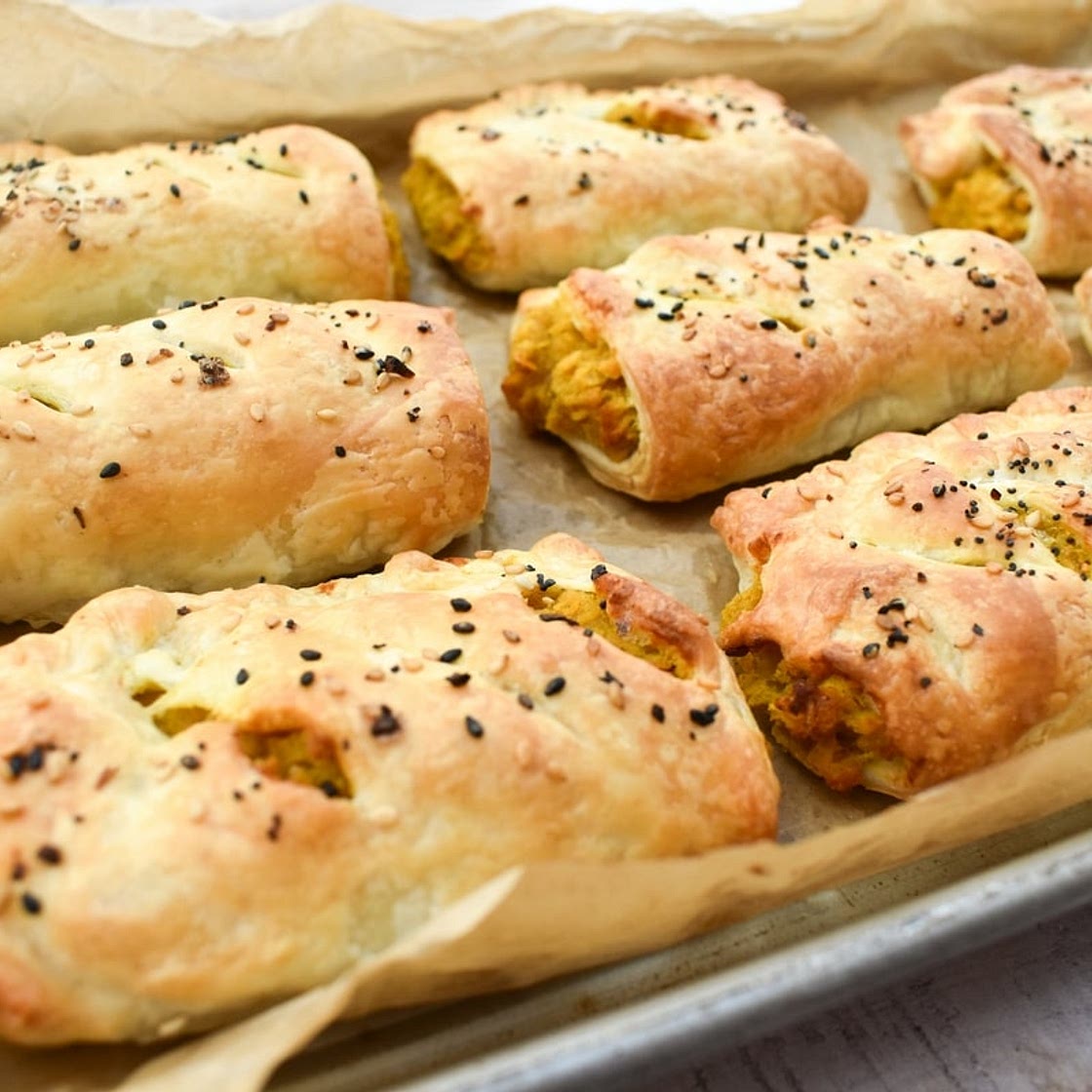 Best Vegan Red Lentil Sausage Rolls with Puff Pastry