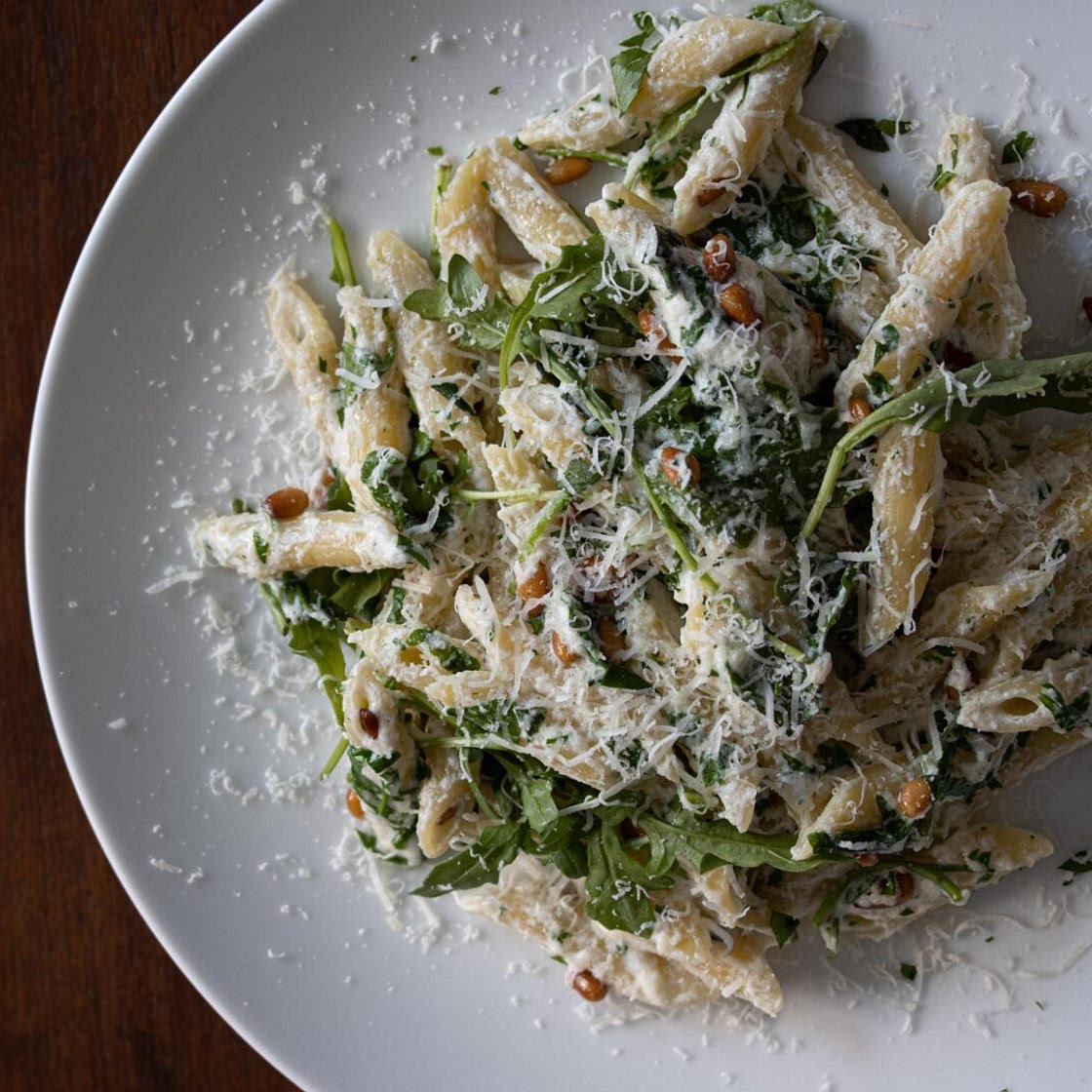 Ricotta, Arugula, Pine Nuts Penne Pasta