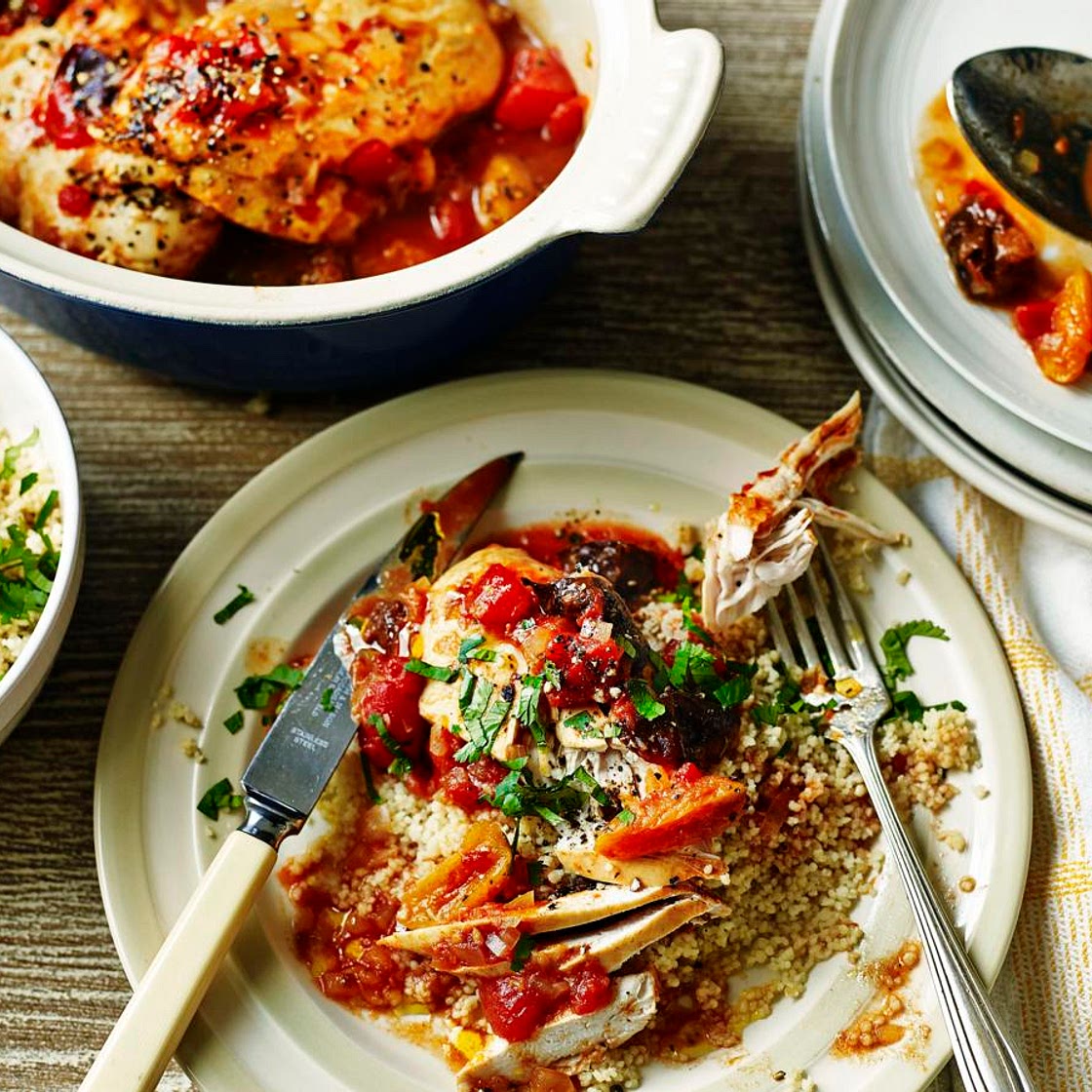 Moroccan-style chicken with couscous and yoghurt