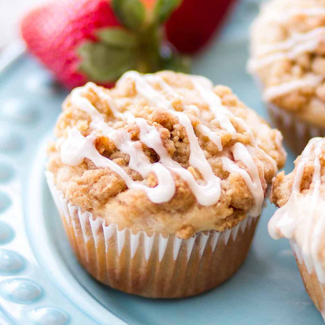 Strawberry Crumb Cake Muffins