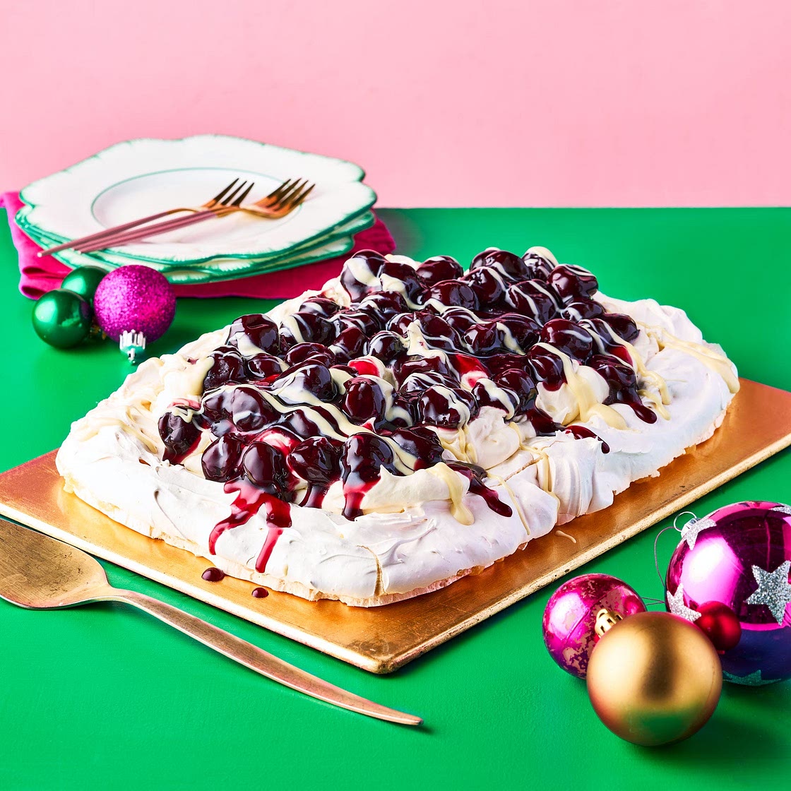 Cherry and White Chocolate Pavlova