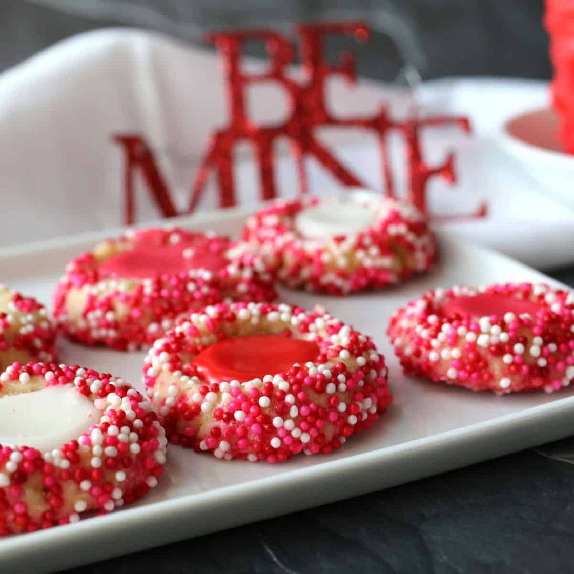 Iced Valentine's Day Thumbprint Cookies