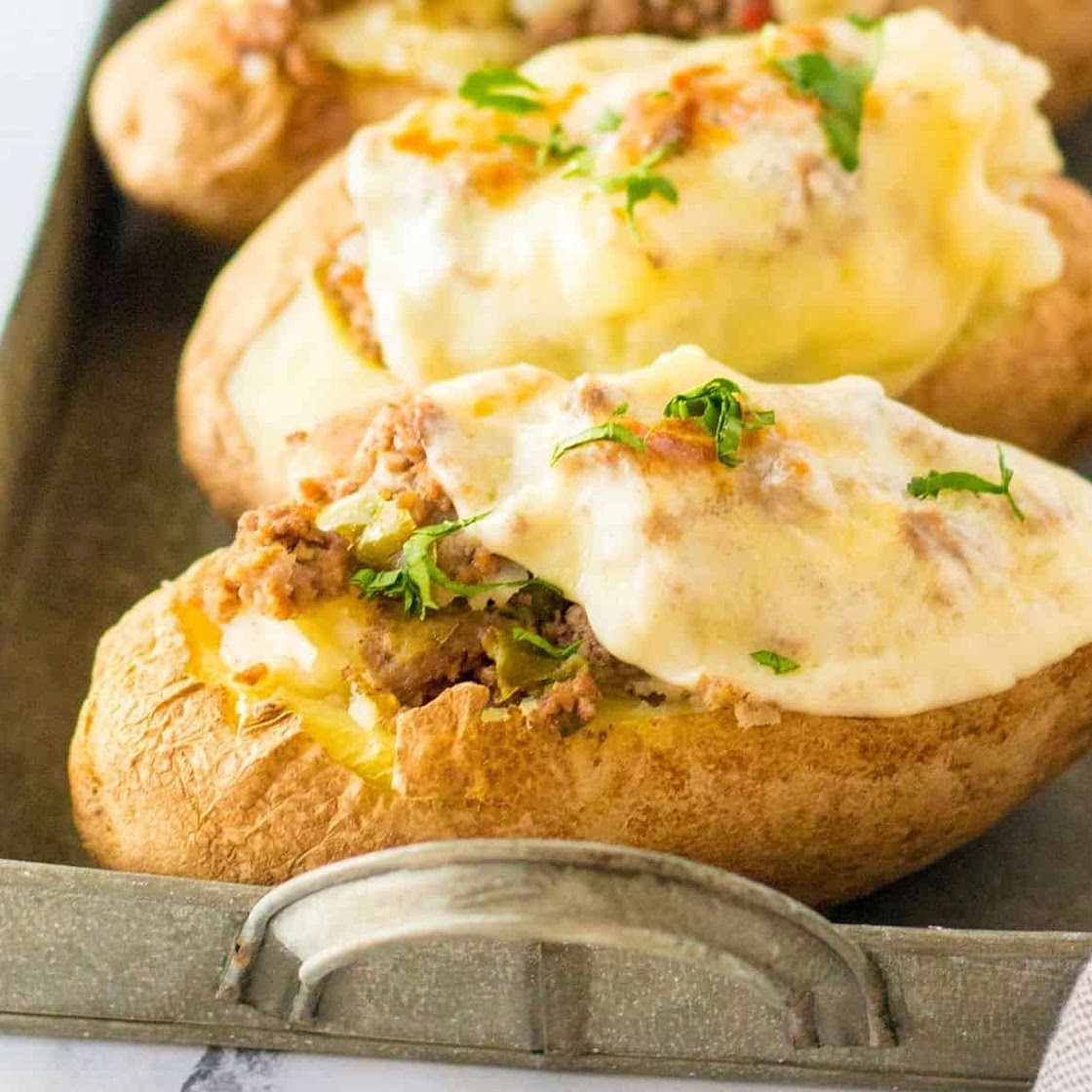 Philly Cheesesteak Twice-Baked Potatoes