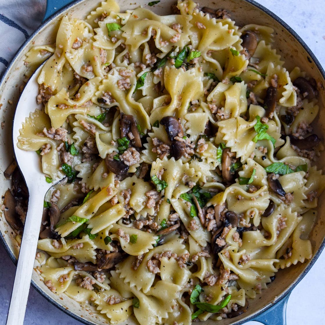 Pork & Mushroom Pasta Bows