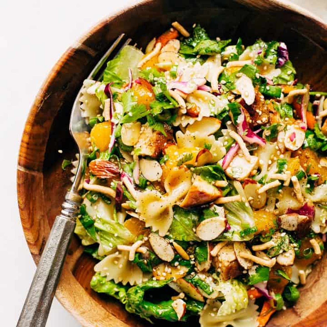 Sesame Chicken Pasta Salad with Ginger Dressing