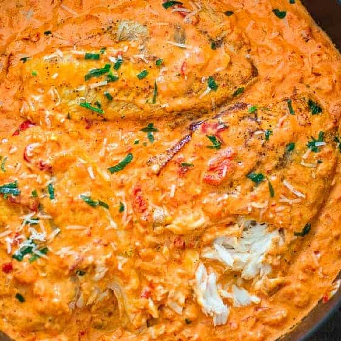 Tilapia in Roasted Pepper Sauce