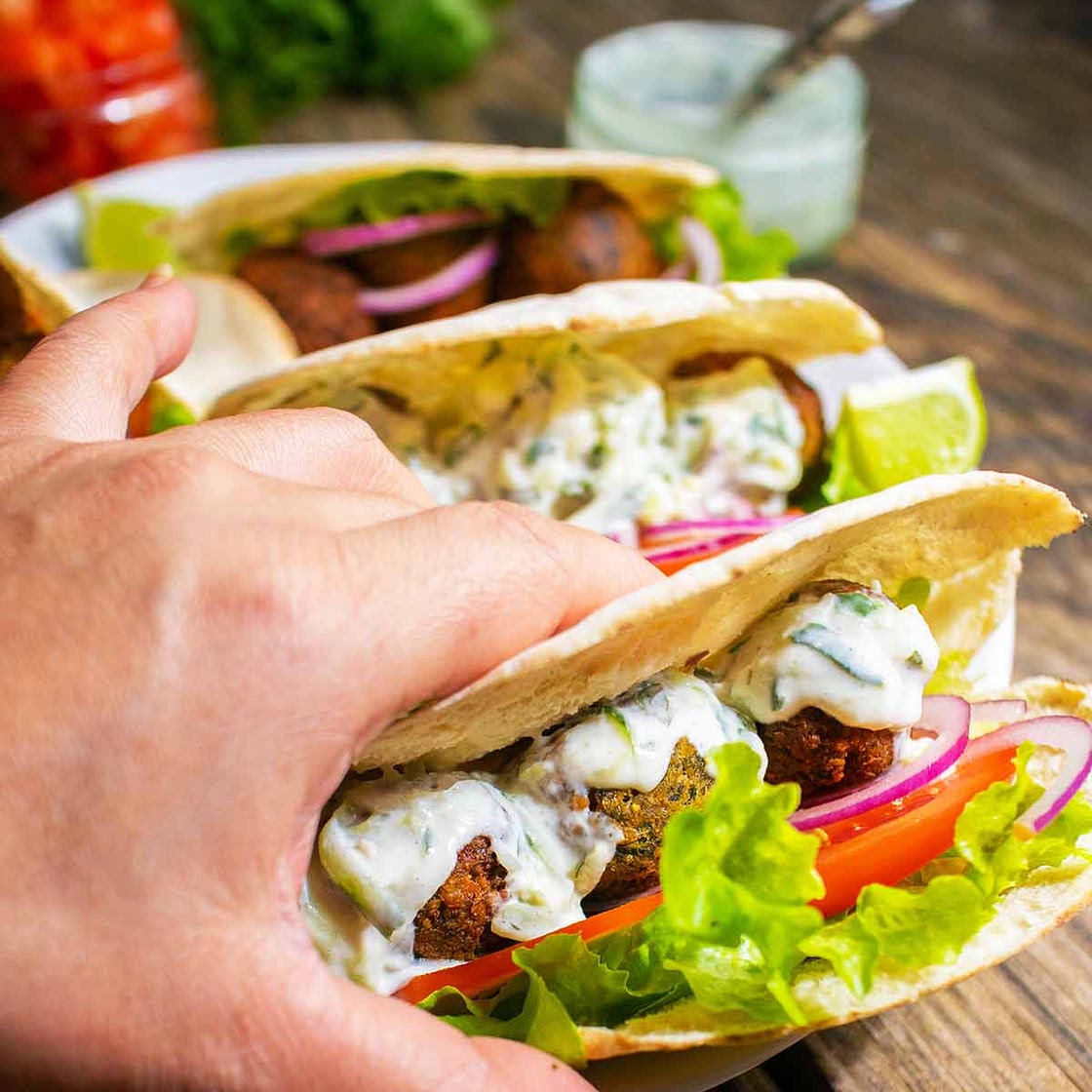 Falafel Gyro With Vegan Tzatziki