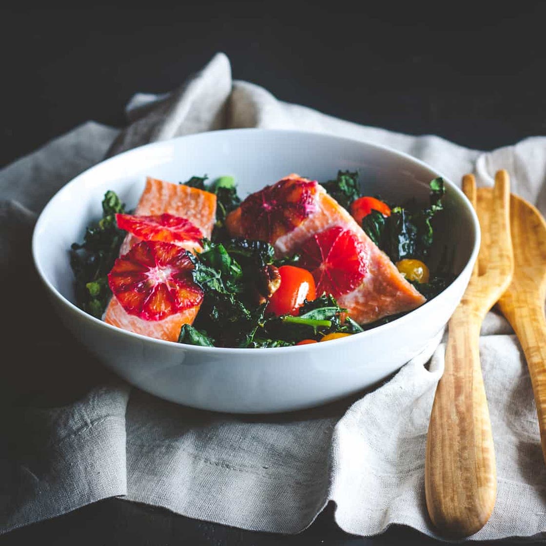 Roasted Kale and Salmon Detox Salad