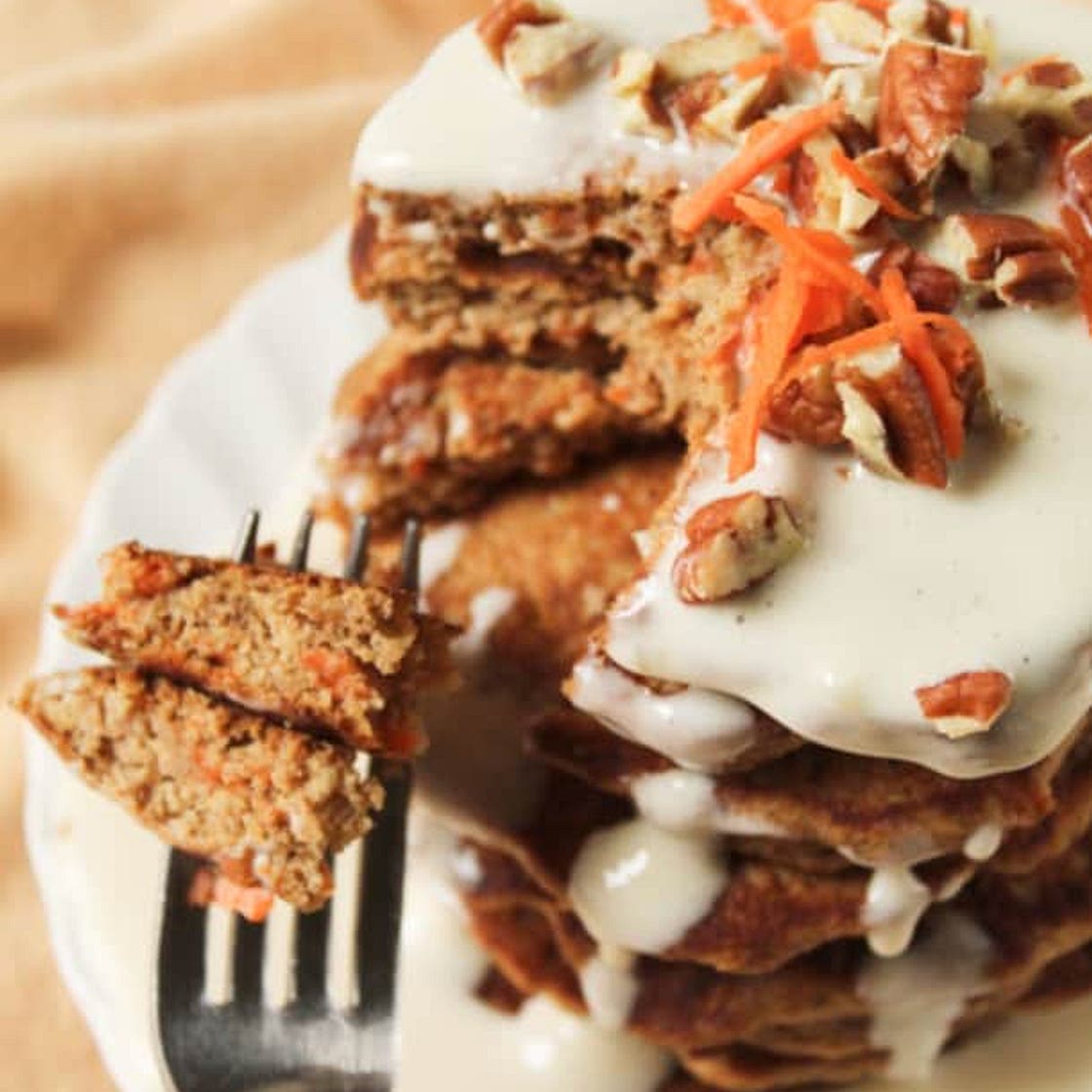 Carrot Cake Pancakes (gluten-free, whole grain, refined sugar-free)