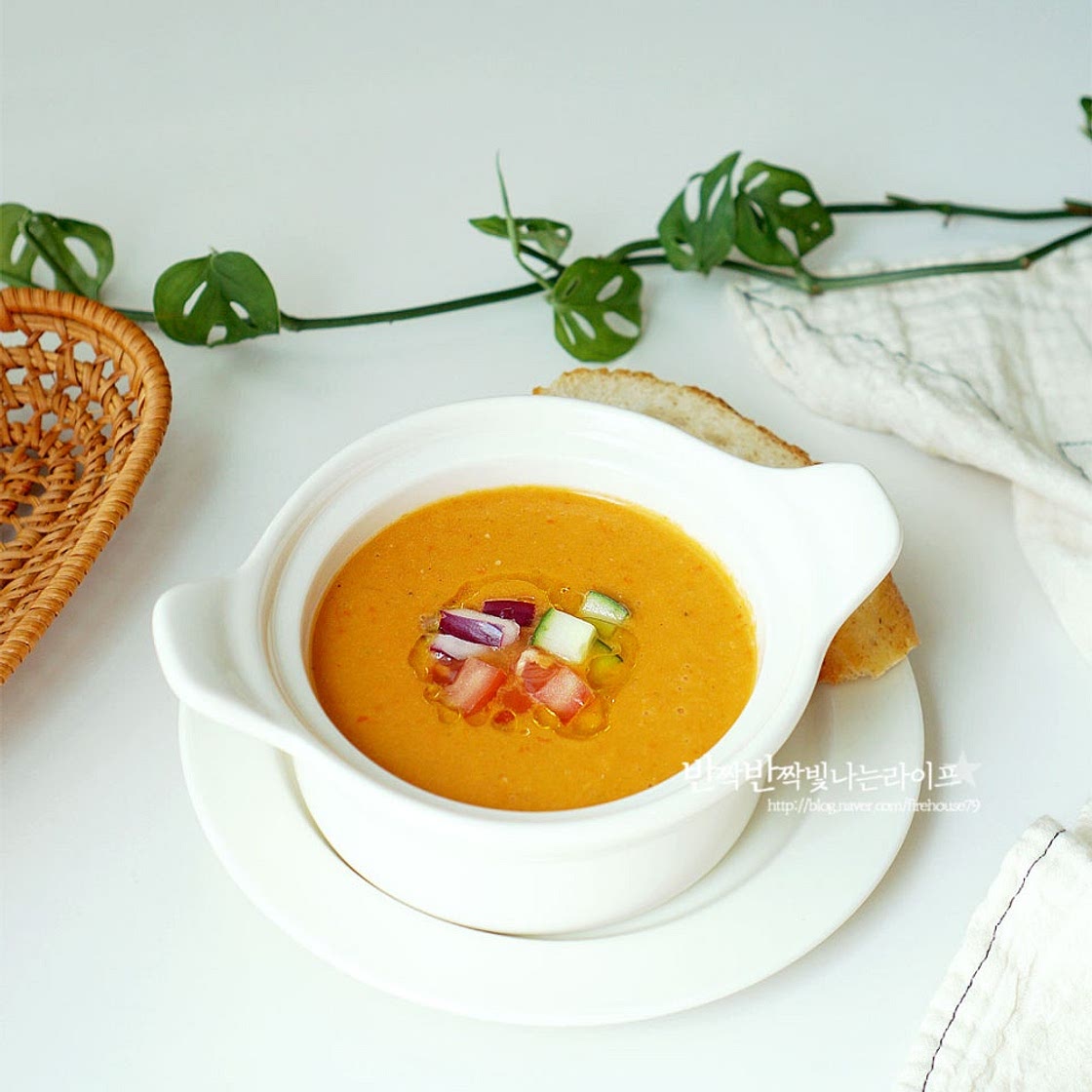 토마토 야채스프 냉 토마토스프 만들기 가스파초 만드는 법