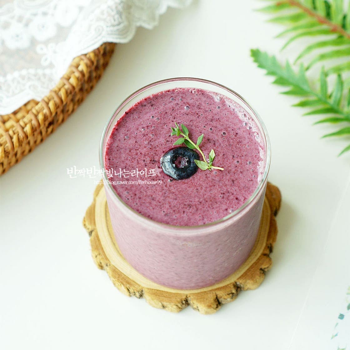 냉동 블루베리 요거트 스무디 만들기 블루베리주스 요리