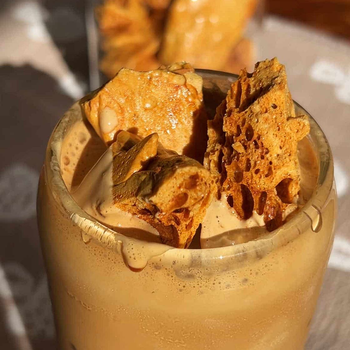 Dalgona Coffee with Dalgona Candy Topping