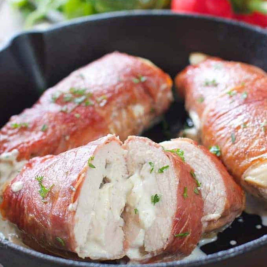 Prosciutto Wrapped Chicken Stuffed with Herb Cream Cheese