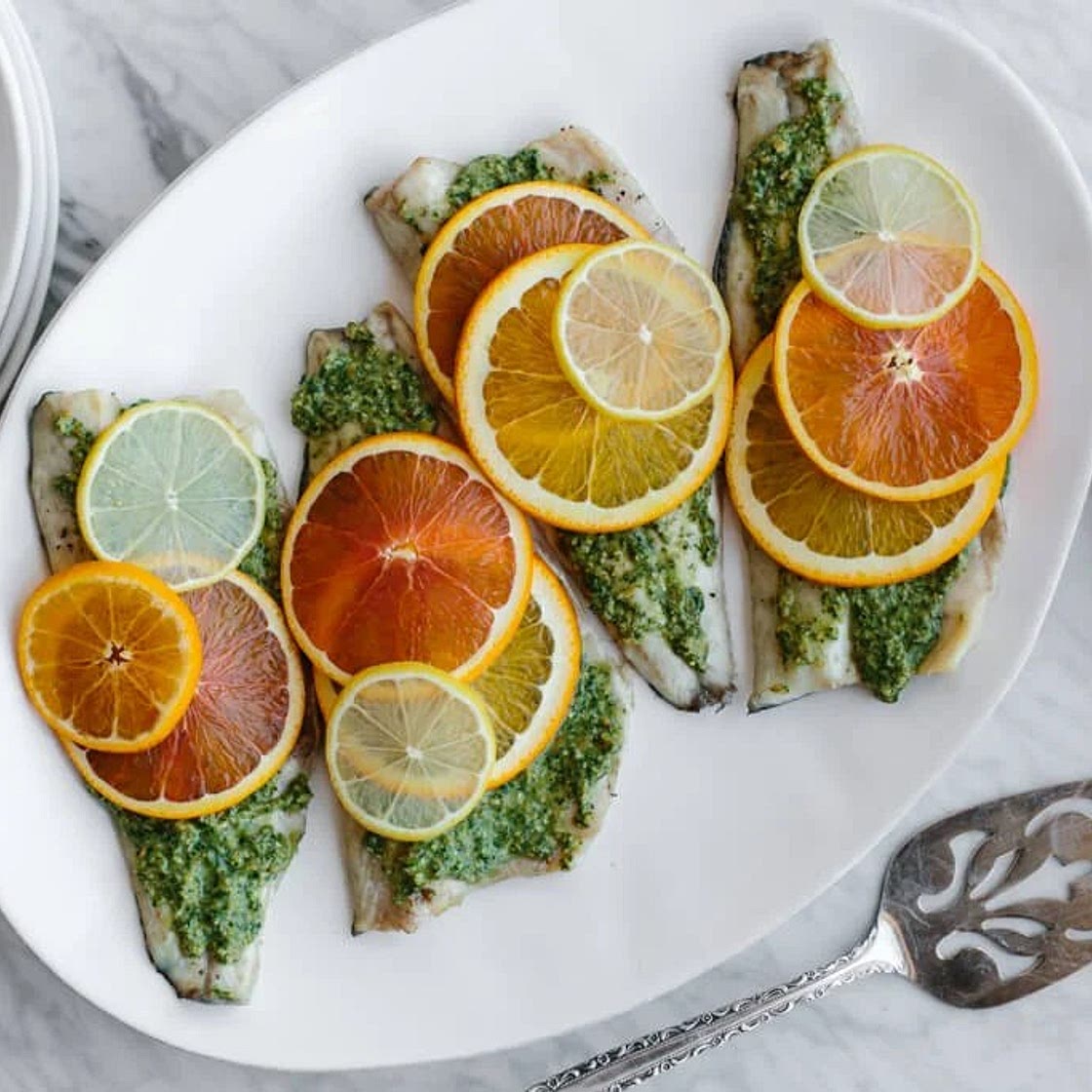 Roasted Branzino with Citrus Pesto