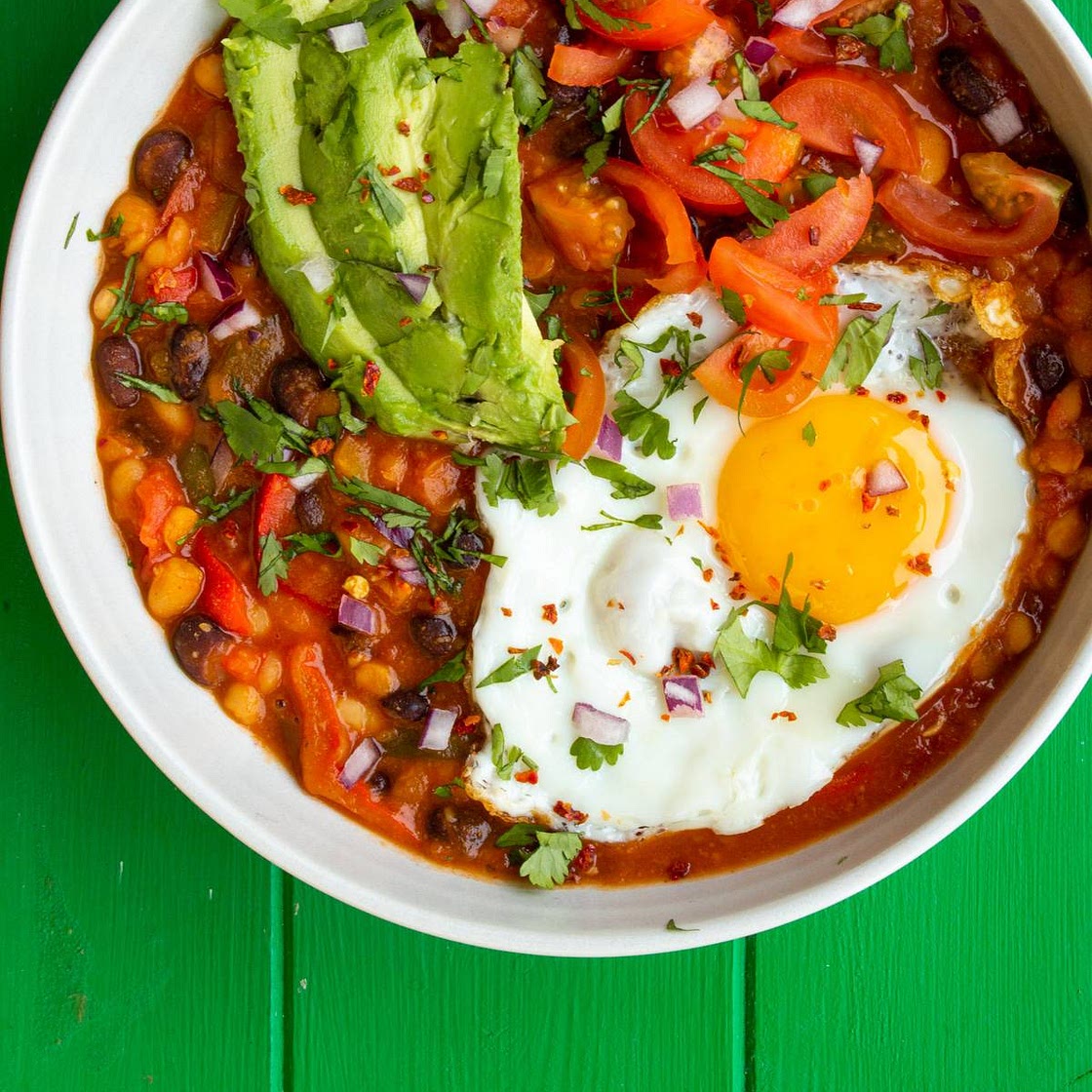 Huevos Rancheros inspired Baked Bean Bowls