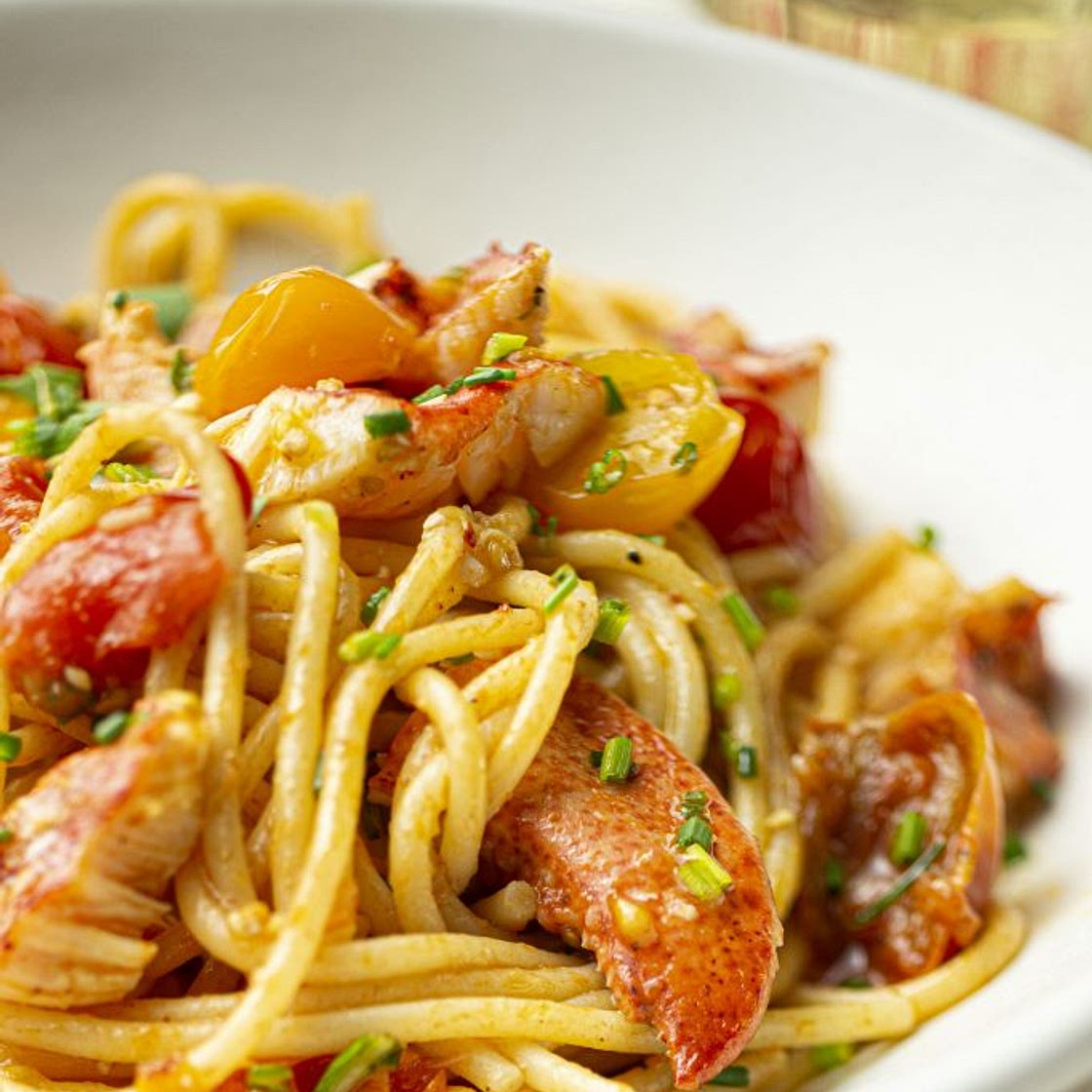 Pâtes au homard et tomates cerises
