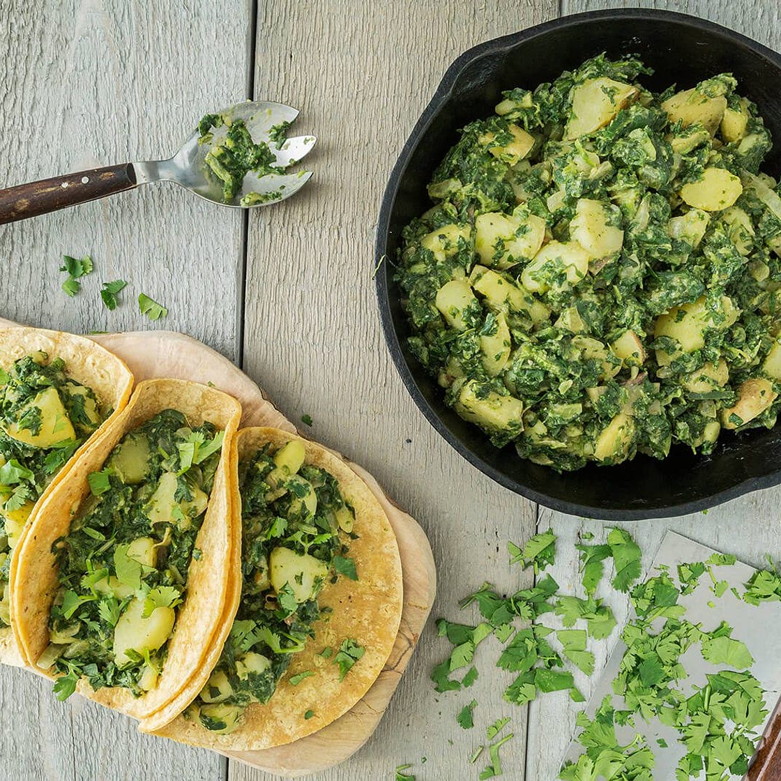 Spinach-Potato Tacos