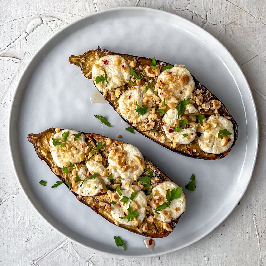 Honey Goat Cheese Roasted Aubergine